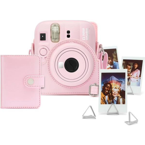 Fujifilm instax mini 13 accesorios kit candy pink /  funda original + mini álbum + clips para sujetar fotos